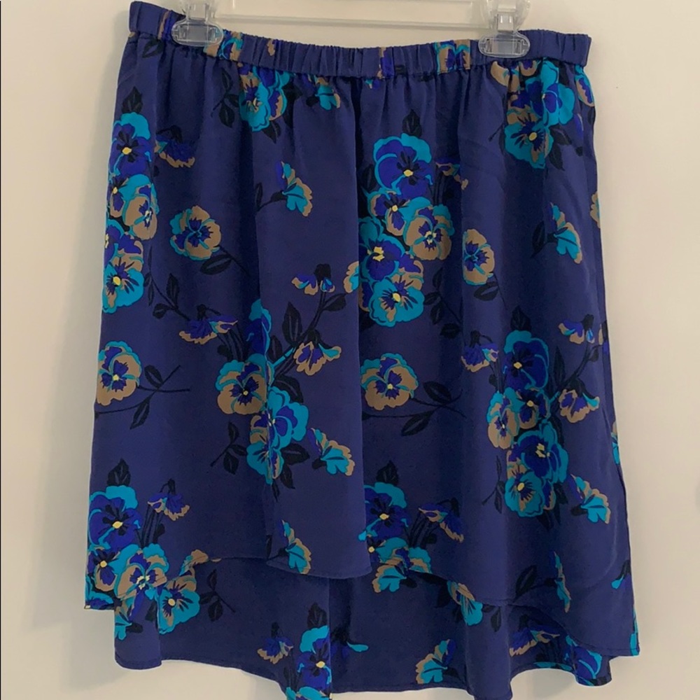 Silk fossil skirt blue floral print NWT